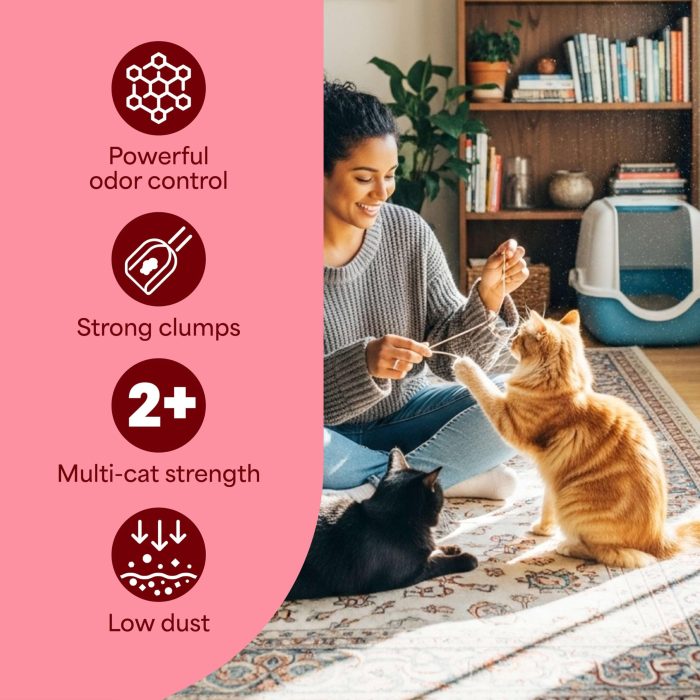 Fresh Step Clumping Cat Litter, Multi-Cat, Long Lasting Odor Control Kitty Litter with Activated Charcoal, Low Dust Formula, 14 lb - Image 6