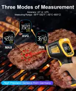 Infrared Thermometer Temperature Gun -58°F ~932°F, Digital Laser Thermometer Gun for Cooking, Pizza Oven, Grill & Engine, IR Thermometer Temp Gun with Adjustable Emissivity & Max-Min Measure - Image 5