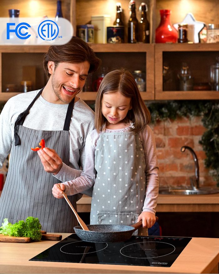 Empava IDC12B2 Horizontal Electric Stove Induction Cooktop with 2 Burners in Black Vitro Ceramic Smooth Surface Glass 120V, 12 Inch - Image 6