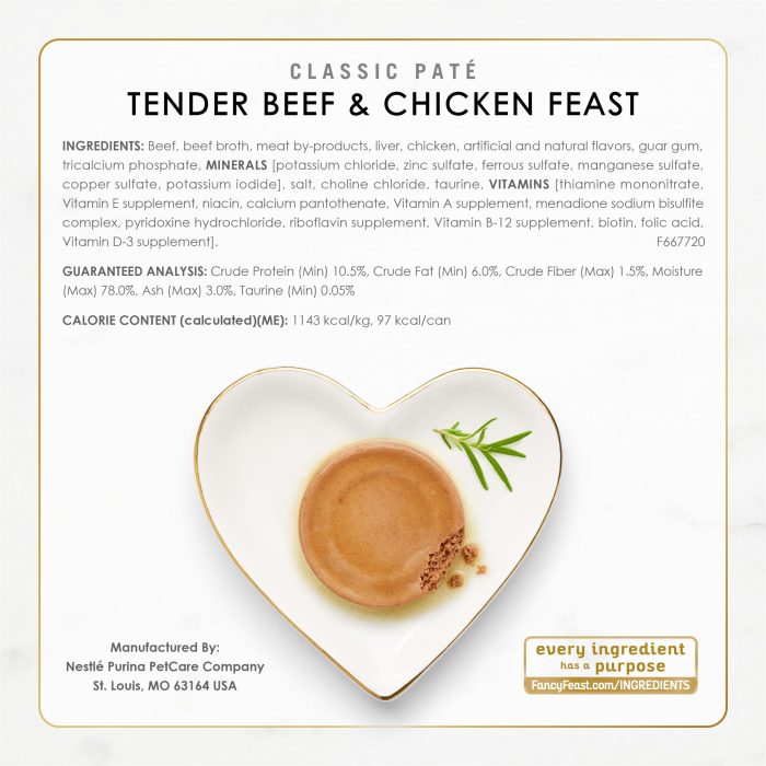 Fancy Feast Poultry and Beef Feast Classic Pate Collection Grain Free Wet Cat Food Variety Pack - (Pack of 30) 3 oz. Cans - Image 5