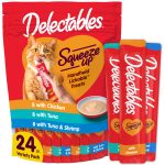 Delectables Squeeze Up Variety Pack, Creamy Squeezable Puree, Lickable Wet Cat Treats, Grain Free, No Added Fillers, No By-Products, No Added Preservatives, 0.5 Ounces Tube, 24 Tubes Total