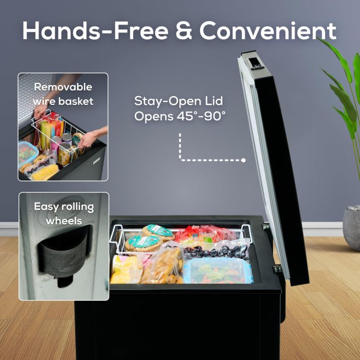 Igloo 3.5 Cu. Ft. Chest Freezer with Removable Basket and Front Defrost Water Drain, Small Deep Freezer Perfect for Homes, Garages, and RVs, Black - Image 5