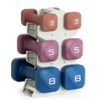 Tone Fitness 32 LB Neoprene Dumbbell Set with Storage Rack – Non-Slip, Anti-Roll Hand Weights for Home Gym Workouts - Mixed Colors | Orange, Purple and Blue.