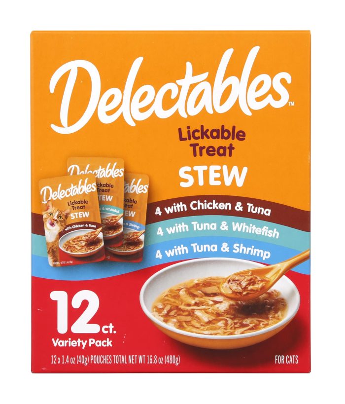 Hartz Delectables Stew Lickable Wet Cat Treats for Adult & Senior Cats, Variety Pack, 1.4 Ounce (Pack of 12) - Image 1