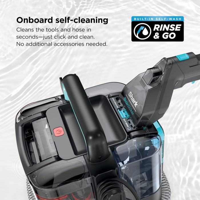 Shark StainStriker Portable Carpet & Upholstery Cleaner w/on board self cleaning - Spot, Stain, & Odor Eliminator, Includes 2 Cleaning Tools & 2 Cleaning Solutions, Charcoal, PX221BRN - Image 9
