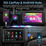 Double Din car Stereo with CD/DVD Player- CarPlay & Android Auto, Car Audio with Bluetooth, 7 Inch HD Touchscreen, Rear Camera, USB/TF/AUX, Subwoofer, AM/FM Radio Receiver - Image 7
