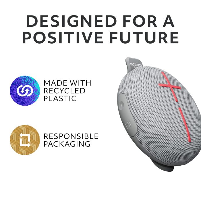 Ultimate Ears MINIROLL Ultra-Portable Waterproof Bluetooth Speaker, Big Bass, IP67 Dustproof, 131 ft Range - Gentle Grey (Renewed) - Image 2