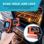 Kizen Infrared Temperature Gun - Handheld Surface Infrared Thermometer for Griddle, Grill, Pizza Oven, Candy, & A/C - Laser Thermometer Gun -58F to 1112F - Surface Temp Gun - Image 6