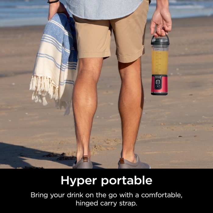 Ninja Blast Portable Blender & Accessories, Cordless, 18oz. Vessel, Personal Blender for Shakes & Smoothies, Leakproof Lid & Sip Spout, USB-C Cord, Dishwasher Safe Parts, BPA Free, Red, CL155ARD (Renewed) - Image 3