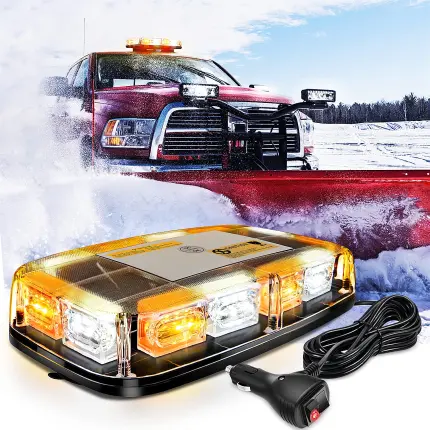 Nilight 12 Inch Roof Top Strobe Lights 48LED Hazard Light Emergency Safety Warning LED Flashing Bar Magnetic Mount 12V 24V Cars Trucks Tractors Snow Plows Construction Vehicles