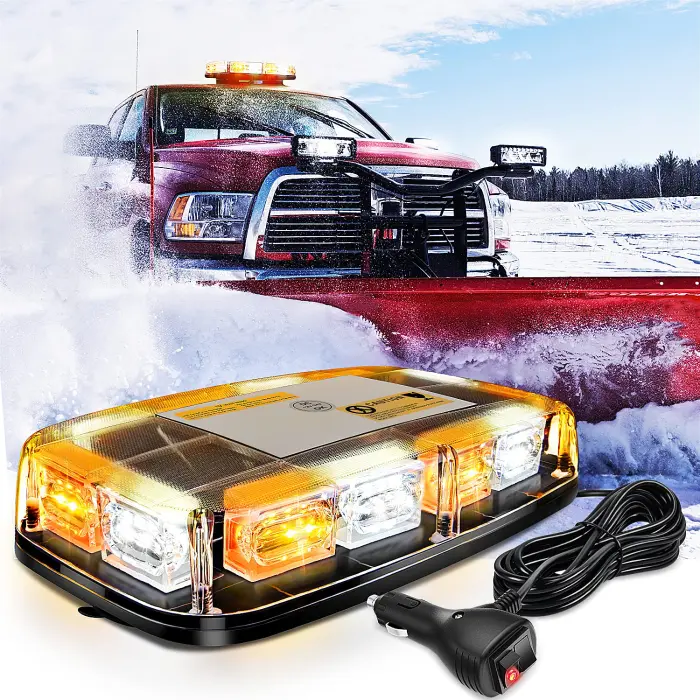 Nilight 12 Inch Roof Top Strobe Lights 48LED Hazard Light Emergency Safety Warning LED Flashing Bar Magnetic Mount 12V 24V Cars Trucks Tractors Snow Plows Construction Vehicles - Image 1