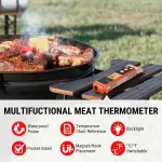 ThermoPro TP420 2-in-1 Instant Read Thermometer for Cooking, Infrared Thermometer Cooking Thermometer with Meat Probe, Non-Contact Laser Meat Thermometer for Griddle Grill Pizza Oven HVAC Pool - Image 5