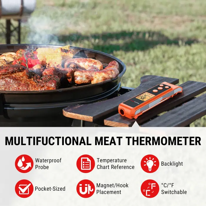 ThermoPro TP420 2-in-1 Instant Read Thermometer for Cooking, Infrared Thermometer Cooking Thermometer with Meat Probe, Non-Contact Laser Meat Thermometer for Griddle Grill Pizza Oven HVAC Pool - Image 5
