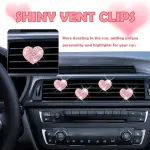 4PCS Heart-Shaped Car Vent Clips with Rhinestone,Bling Air Vent Clips Car Decorations,Premium Shiny Car Clips for Vents CCar Accessories Interior for Cars,Trucks,SUVs (Pink) - Image 5