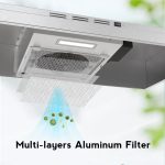 FIREGAS 30 inch Range Hood Under Cabinet, Ducted/Ductless Convertible Stainless Steel Kitchen Range Hood with Rocker Button Control, 2 Speed Exhaust Fan, 300 CFM Aluminum Filter Included - Image 4