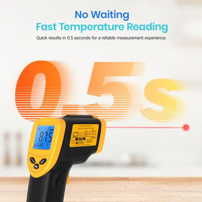 Etekcity Infrared Thermometer Laser Temperature Gun 774, Meat Food Candy Oven Thermometer for Griddle Accessories, Heat Gun for Cooking Refrigerator Tools, Adjustable Emissivity & Max Measure, Yellow - Image 7