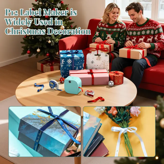 Phomemo Label Maker Machine with Tape, P12 Bluetooth Small Label Makers Portable Ribbon Printer Machine Thermal Transfer Labeler with Multiple Templates for Clothes Home School Gift Wrapping Office - Image 9