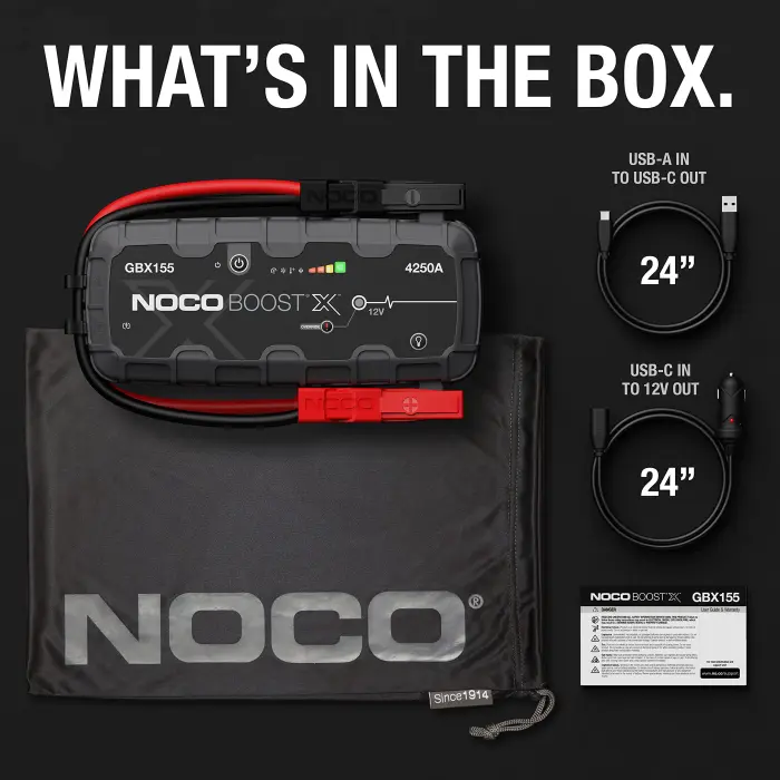 NOCO Boost X GBX155: 4250A UltraSafe Jump Starter – 12V Lithium Battery Booster Pack, Portable Jump Box, Power Bank & Jumper Cables - for 10.0L Gas and 8.0L Diesel Engines - Image 3