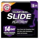 ARM & HAMMER Clump & Seal SLIDE Platinum Multi-Cat Clumping Cat Litter, 14-Day Odor Control, EZ Clean Technology, 18 lbs – No Scrubbing, Powerful Odor Eliminator