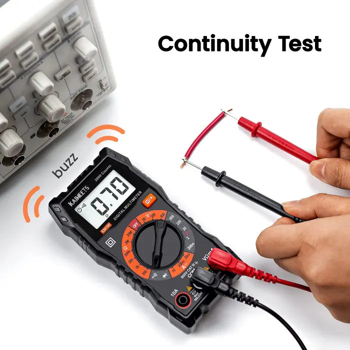 KAIWEETS Digital Multimeter with Case, DC AC Voltmeter, Ohm Volt Amp Test Meter and Continuity Test Diode Voltage Tester for Household Outlet, Automotive Battery Test (Anti-Burn with Double Fuses) - Image 6