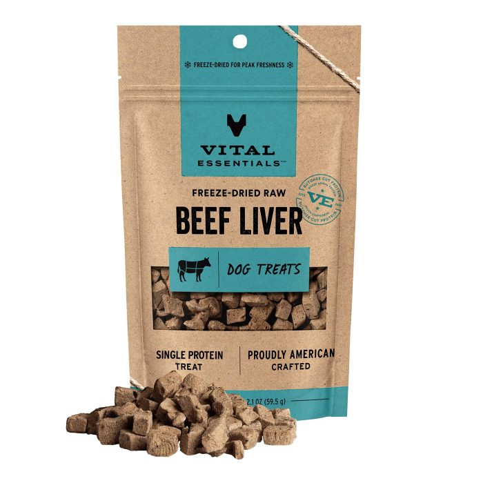 Vital Essentials Single Ingredient Beef Liver Dog Treats, 2.1 oz | Freeze-Dried Raw | Premium Quality High Protein Training Treats | Grain Free, Gluten Free, Filler Free - Image 1