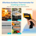 Etekcity Infrared Thermometer Laser Temperature Gun 774, Meat Food Candy Oven Thermometer for Griddle Accessories, Heat Gun for Cooking Refrigerator Tools, Adjustable Emissivity & Max Measure, Yellow - Image 10