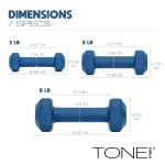 Tone Fitness 32 LB Neoprene Dumbbell Set with Storage Rack – Non-Slip, Anti-Roll Hand Weights for Home Gym Workouts - Mixed Colors | Orange, Purple and Blue. - Image 5