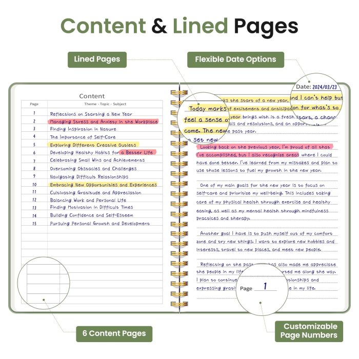 Taja Lined Spiral Journal Notebook for Women & Men, 140 Pages, College Ruled Hardcover Notebook for Work & Note Taking, Journals for Writing, A5(5.7" x 7.9") - Green - Image 6