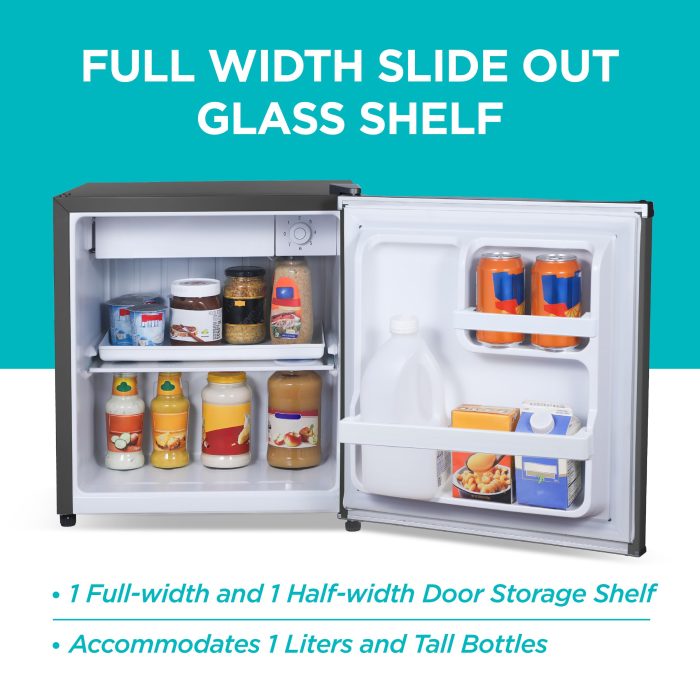 BLACK+DECKER 1.7 Cu. Ft. Compact Refrigerator, ENERGY STAR Certified, Single Door Mini Fridge with Chiller Compartment, Personal Fridge for Home or Dorm Room, R600a Refrigerant, BCRK17B, Black - Image 5