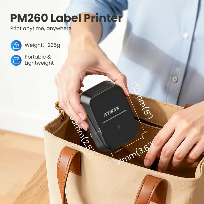 ETIKEZ PM260 Label Maker Machine with Tape, 2 Inch Label Tape Maker Bluetooth Label Printer, Inkless Portable Label Maker for Home, Kitchen, School, Office Organization, Black - Image 3