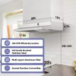 FIREGAS 30 inch Range Hood Under Cabinet, Ducted/Ductless Convertible Stainless Steel Kitchen Range Hood with Rocker Button Control, 2 Speed Exhaust Fan, 300 CFM Aluminum Filter Included - Image 9