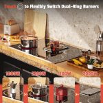 Jessier 30 Inch Electric Cooktop - 30 Inches Electric Stove 8400W, 5 Burner Ceramic Stovetop Built-in(29.13"x19.3") with Metal Frame, 99 Mins Timer, Safety Lock, Dual Ring, 220V Hard Wired (No Plug) - Image 8