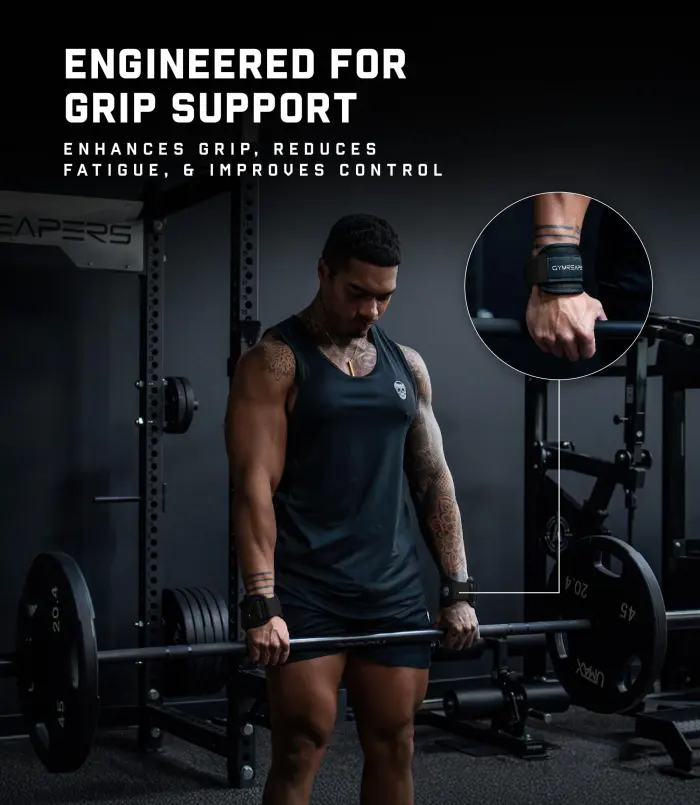 Gymreapers GripLink Lifting Straps – Heavy Duty D-Ring Weight Lifting Wrist Straps with Anti-Slip Silicone Grip Beads, Cushioned & Adjustable Support for Deadlifts, Powerlifting, Cable Machines & Gym Training (Black/White) - Image 5