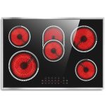 Pladeca 30 Inch Electric Cooktop, 5 Burner Electric Stove Top Touch Control, 8400W Built-in Ceramic Stovetop Burner 30" with Expandable Zone, Child Lock, Timer, Overheat Alert, 220-240v Hardwired
