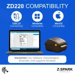 Zebra ZD220 Thermal Desktop Printer 4"| 203 DPI | No Ink Required | USB Connectivity | 2 Year Warranty | Direct Thermal | Z-Spark Series - Image 2