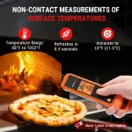 ThermoPro TP420 2-in-1 Instant Read Thermometer for Cooking, Infrared Thermometer Cooking Thermometer with Meat Probe, Non-Contact Laser Meat Thermometer for Griddle Grill Pizza Oven HVAC Pool - Image 7
