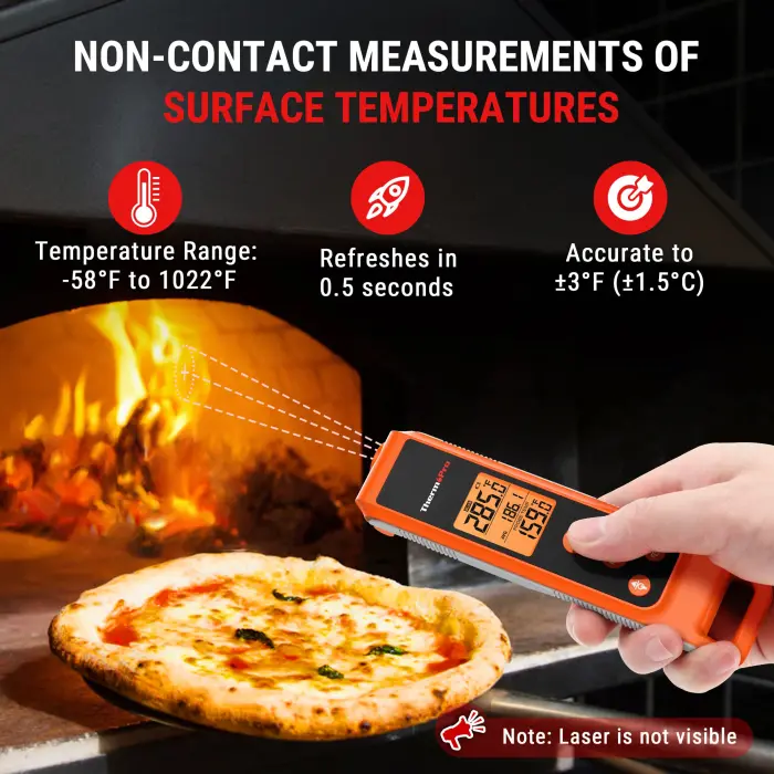 ThermoPro TP420 2-in-1 Instant Read Thermometer for Cooking, Infrared Thermometer Cooking Thermometer with Meat Probe, Non-Contact Laser Meat Thermometer for Griddle Grill Pizza Oven HVAC Pool - Image 7