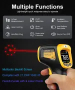 Infrared Thermometer Temperature Gun -58°F ~932°F, Digital Laser Thermometer Gun for Cooking, Pizza Oven, Grill & Engine, IR Thermometer Temp Gun with Adjustable Emissivity & Max-Min Measure - Image 7