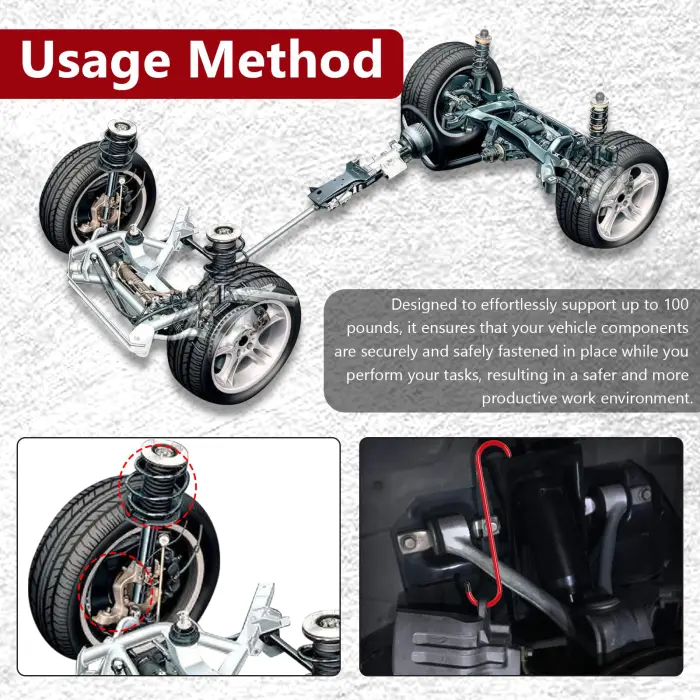 BFXM 2PCS Brake Caliper Hanger Compression Mechanic Tool with Rubber Tips, Durable Steel, Rust-Proof Automotive Tools for Braking, Axle, Suspension, Herramientas para Extensión de Frenos - Image 3