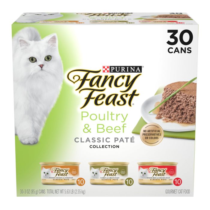81gNIZ9eO-L Fancy Feast Poultry and Beef Feast Classic Pate Collection Grain Free Wet Cat Food Variety Pack - (Pack of 30) 3 oz. Cans - Image 1