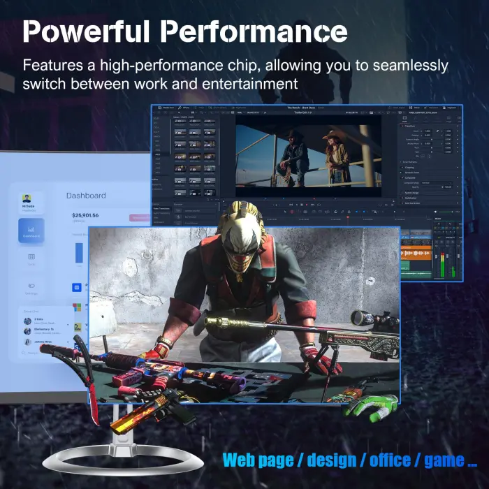 ALNERUZL All-in-One Desktop Computer PC, 24” FHD Curved Display Monitor I3-8100T Quad-Core Processor 16GB RAM 512GB SSD Desktop, WiFi Bluetooth Keyboard & Mouse for Home Business Office Gaming - Image 4