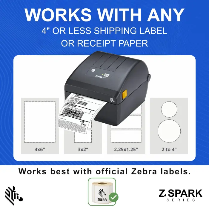 Zebra ZD220 Thermal Desktop Printer 4"| 203 DPI | No Ink Required | USB Connectivity | 2 Year Warranty | Direct Thermal | Z-Spark Series - Image 3
