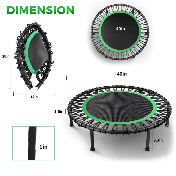 Wonlink 40" Rebounder Trampoline for Adults with Bungee Cords Portable Fitness Exercise Mini Trampoline, Small Rebounder Indoor/Outdoor, Silent Workout Equipment Max Load 450lbs - Image 2