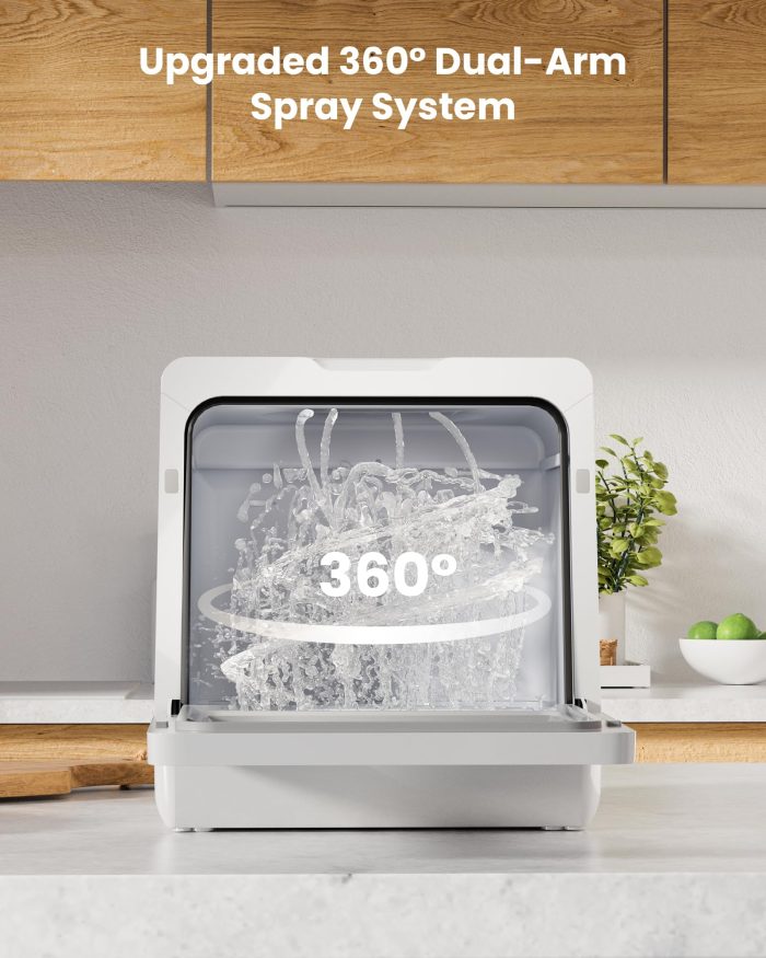 HAVA 2025 NEW Upgraded Countertop Dishwasher with Water Softener and Enhanced Energy Efficiency, Portable Dishwasher with 8 Wash Programs, Child Lock & Delayed Start Function, No Installation Needed - Image 6