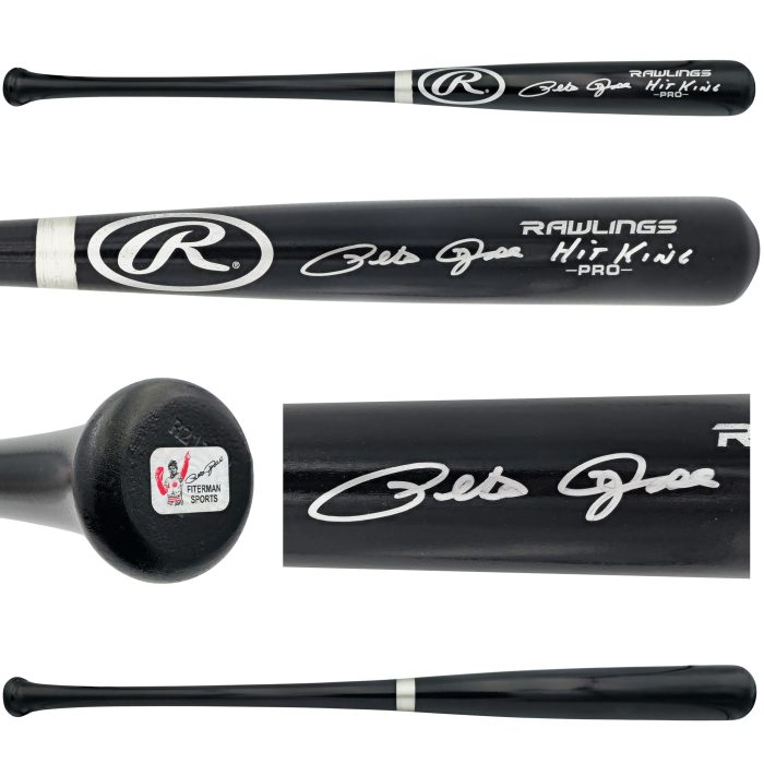 Pete Rose Autographed Black R.a.w.l.i.n.g.s Pro Baseball Bat "Hit King" PR Holo Stock #228075 - Image 1