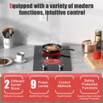 Karienvir 2 Burner Electric Cooktop, 12 Inch Countertop & Built-in Electrical Stovetop, 110V Electric Stove with Plug, Knob Control, 9 Power Level, 2000W(1400W+600W) - Image 5