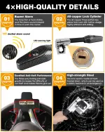 Tevlaphee Steering Wheel Lock with Alarm,Heavy Duty Anti-Theft Car Device Car Lock Car Theft Prevention Universal Fit for Vehicle Truck Van SUV Car Security with 2 Keys - Image 5