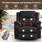 Korser Oversized Recliner Chair, 360° Swivel Recliner for Adults,Swivel Rocker Recliner Chair with Heat and Massage, Manual Recliner with Remote Control and Cup Rolders for Living Room, Faux Leather - Image 6