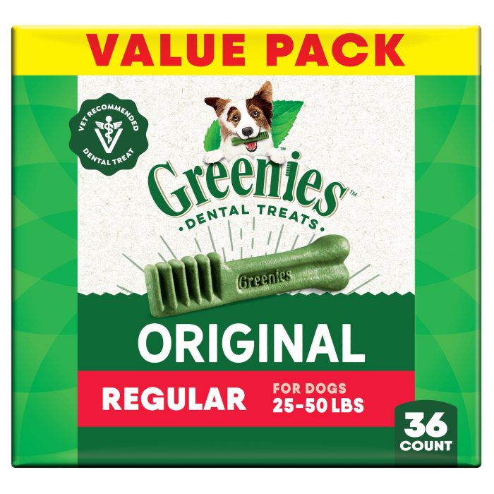 81kBLWndz4L Greenies Veterinarian-Recommended Adult Natural Dental Dog Treats Regular Size, Original Flavor, 36 oz. Pack, 36 Count - Image 1