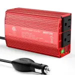 BESTEK Power Inverter DC 12V to AC 110V - 300W Car Plug Adapter Outlet with 4.8A Dual USB Fast Charging Port - Car Charger Cigarette Lighter Adapter for Phone, Laptop on Road Trip - Aluminum Housing